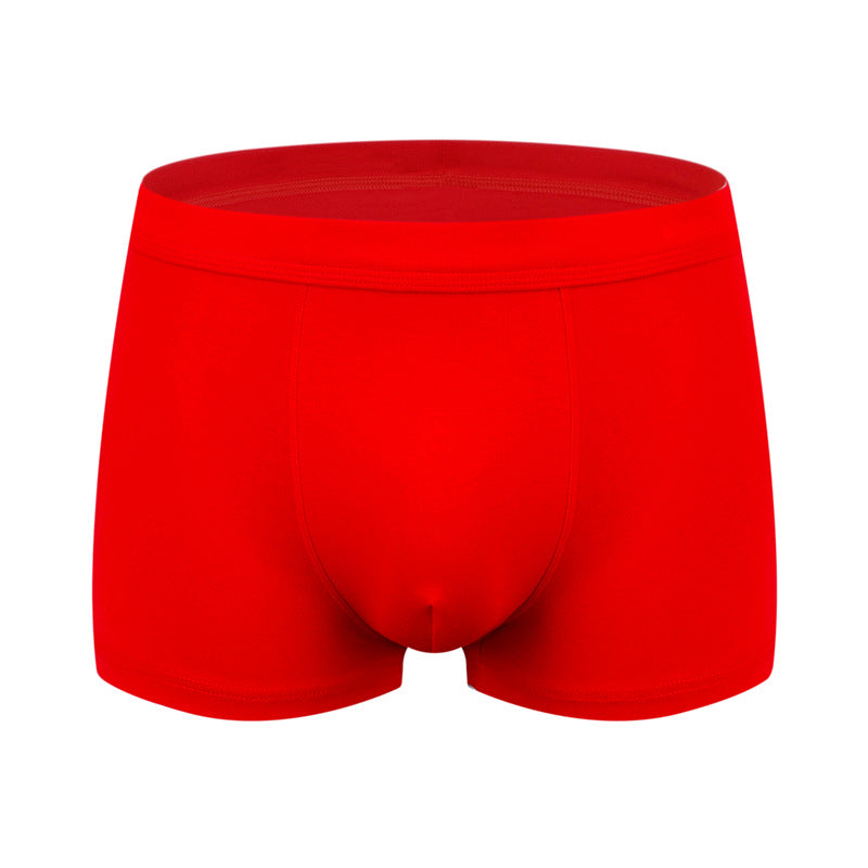 Men's cotton underwear plus size fat guy boxers breathable 3D seamless sexy youth cotton red boxers