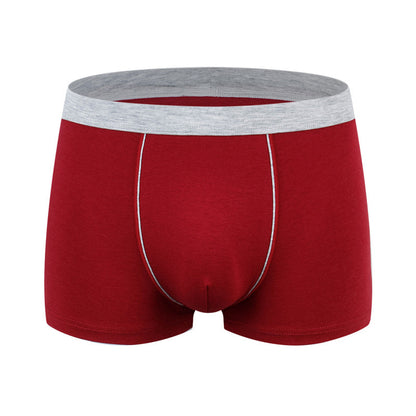 Men's cotton underwear plus size fat guy boxers breathable 3D seamless sexy youth cotton red boxers