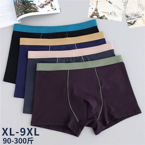 Men's cotton underwear plus size fat guy boxers breathable 3D seamless sexy youth cotton red boxers