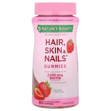 GOMITAS NATURE'S BOUNTY HAIR, SKIN & NAILS 2,500 MCG DE BIOTINA PARA CABELLO