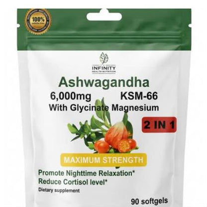 ASHAWAGANDA KSN-66 + Glycinato Magnesium, 6000 mg (90 Sofgel)
