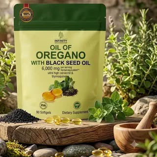 OREGANO OIL + BLACK SEED OIL 6000 mg (90 Sofgel)